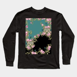 Pink flowers, leopard heads Long Sleeve T-Shirt